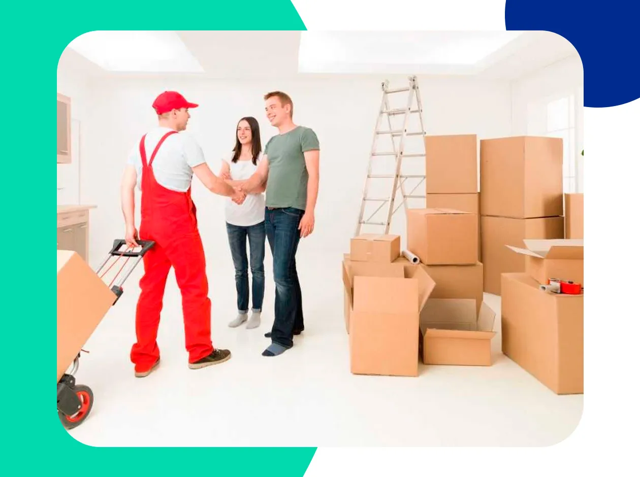 Movers loading furniture at a Jumeirah Lake Towers building in Dubai